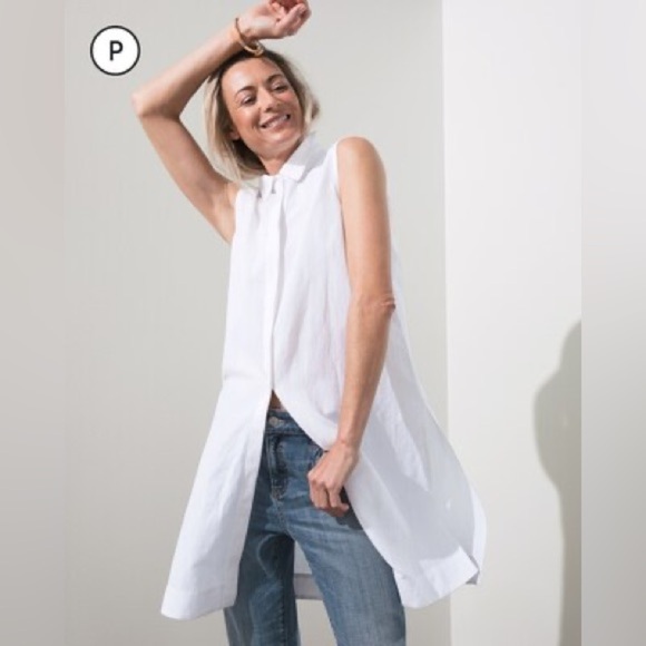 CHICO's Petite Sleeveless Maxi Shirt Lightweight linen-cotton blend Size 4/6 - Picture 3 of 15